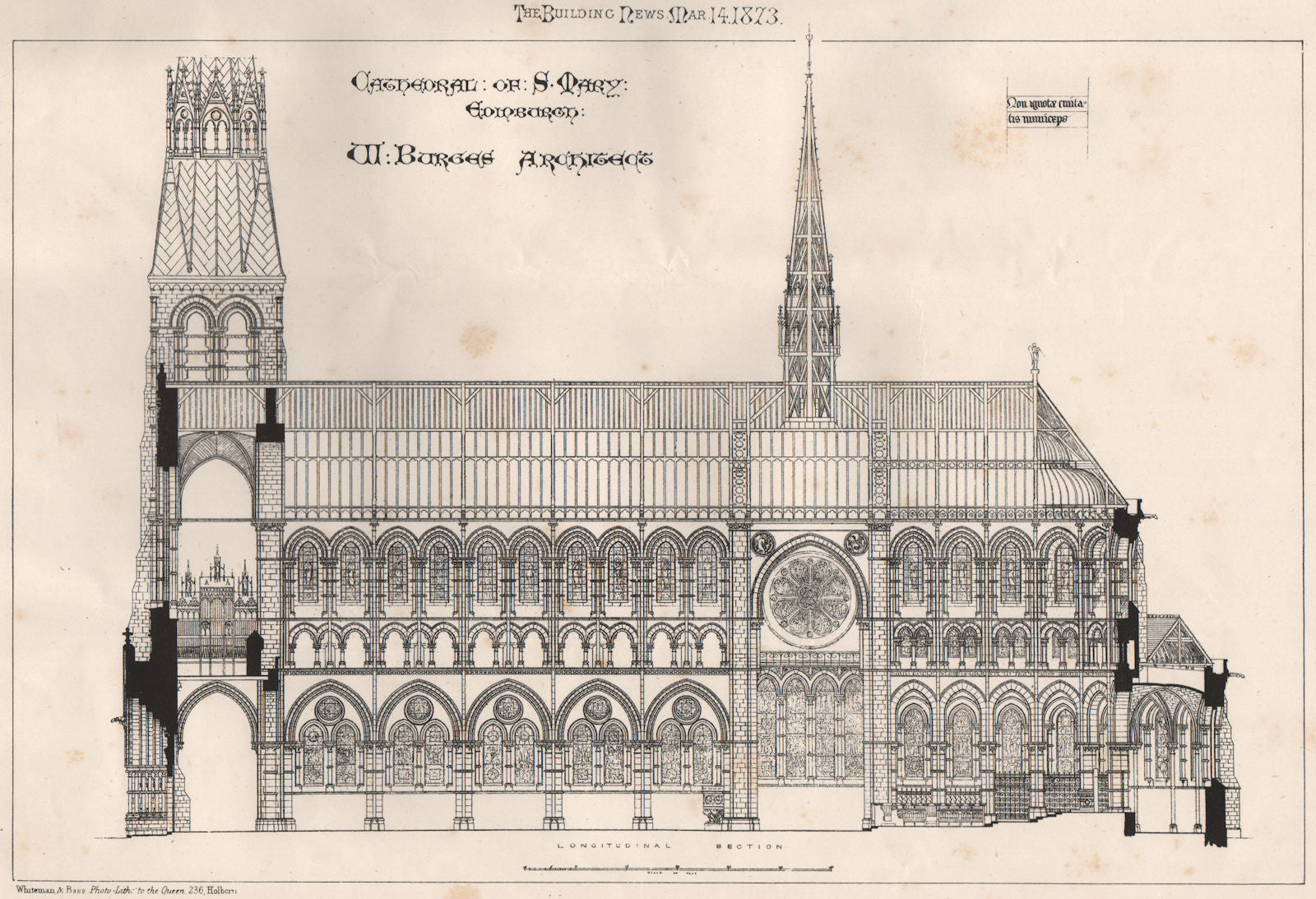 Cathedral of St. Mary, Edinburgh; W. Burges, Architect. Scotland 1873 print